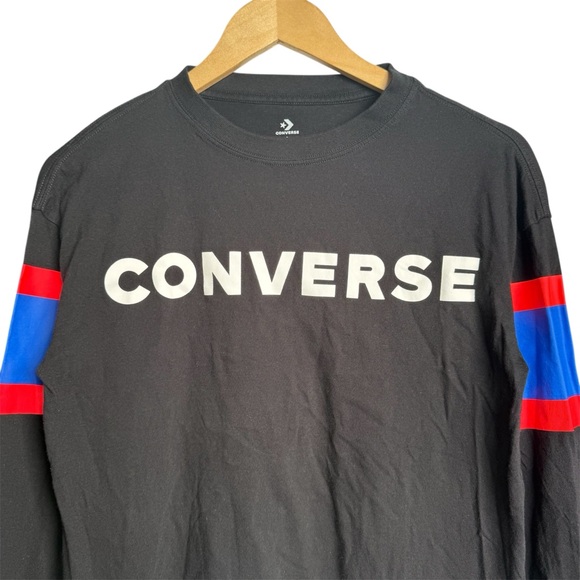 Converse Logo Print 3/4 Sleeve Stripes Shirt Black Juniors Large / 12 years - Picture 2 of 7